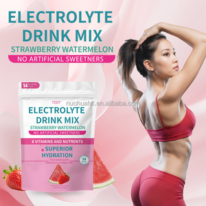 Poudre de mélange de boissons électrolytiques sans sucre en sachets, saveur fraise et pastèque, sans édulcorants artificiels, supplément d'hydratation - Product Image 4