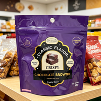 Sachet d'emballage alimentaire personnalisé imprimé brillant, autoportant, avec fermeture éclair, en BOPP, VMPET, PE laminé, avec trou de suspension pour snacks et bonbons, vente en gros