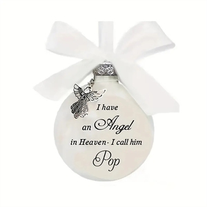 Ornement <span class=keywords><strong>de</strong></span> Noël commémoratif « Ange au ciel », boule en plastique incassable avec breloque ange pour la sympathie et un souvenir - Product Image 1