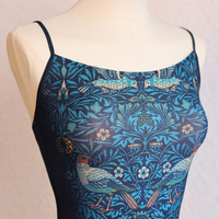 Justaucorps de danse vintage à imprimé floral et oiseaux, bretelles spaghetti, pour femme adulte, combinaison de danse, maillot de bain, danse contemporaine, personnalisable OEM