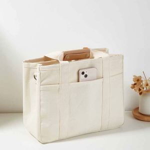 South Korea Style Large Capacity Multi-Compartment <b>Canvas</b> Handheld Lunch <b>Box</b> Bag Versatile Solid Color Cross-body Bento Bag - Product Image 4