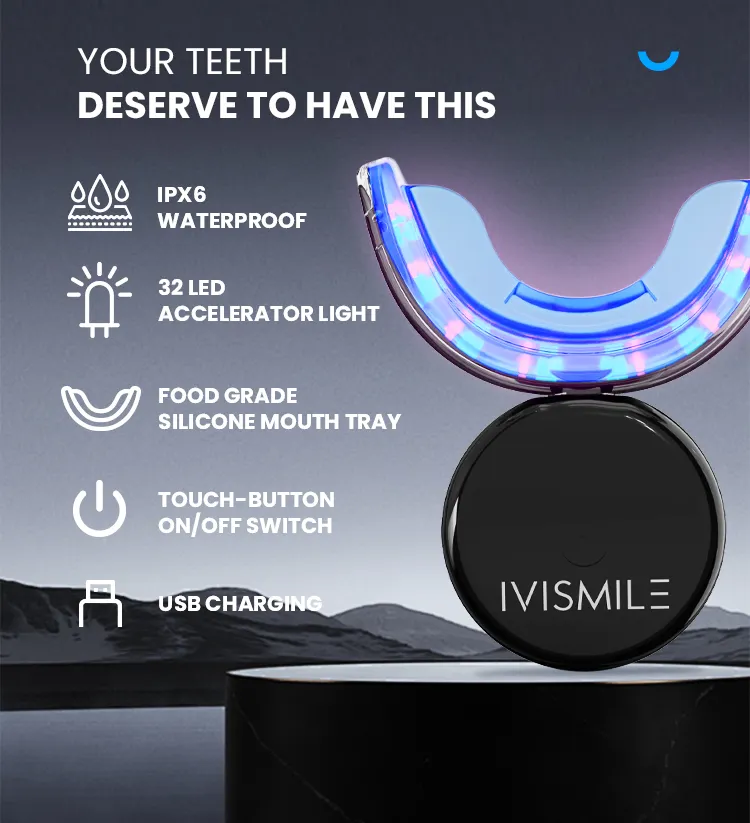 IVISMILE Wholesale Ce Approved Wireless Home Teeth Whitening Led Kits Wireless Tooth Whitening Kit Professional Private Logo