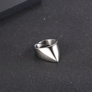 European American Style Irregular <b>Titanium</b> Steel <b>Ring</b> Water Drop Shape Geometric Design Men's Open <b>Ring</b> SA581 - Product Image 3