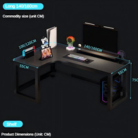 Bureaux de jeu en forme de L double, personnalisés, de haute qualité, en fibre de carbone, avec étagères, pour l'e-sport (vente en gros)
