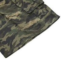 Shorts cargo camouflage pour homme, taille mi-haute, cordon élastique, poches déchirées, style streetwear, grande taille, bermudas