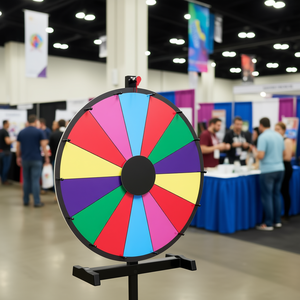 Support de roue de loterie 14 emplacements effaçable à sec pour exposition de fête ou salon professionnel, rond, en plastique, style moderne, avec marqueurs - Product Image 2