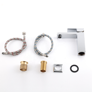 Hiện Đại Duy nhất-lỗ vuông lưu vực vòi Đen boong duy nhất gắn vòi chậu gốm van lõi đồng hồ đo tính năng - Product Image 6