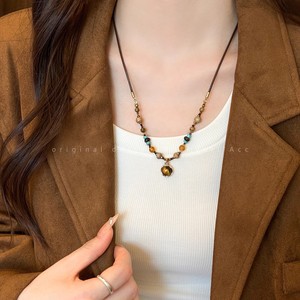 Vintage Tigers Eye Pendant Necklace Women 2025 New Arrival Light Luxury High-End Electroplated <b>Copper</b> Sweater <b>Chain</b> X1999 Tiger' - Product Image 3