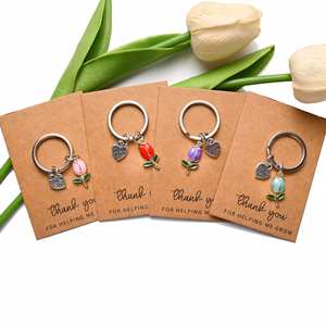 Oferta Especial: Tarjeta de Agradecimiento en Inglés y Colgante para Bolso con Llavero de Tulipán de Aleación con Efecto Goteo de Aceite - Product Image 3