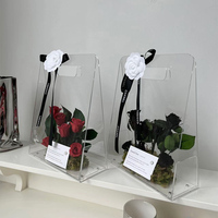 Premium Feeling Triangle Acrylique Handheld Flower Arrangement Handle Box Floral Gift Bags