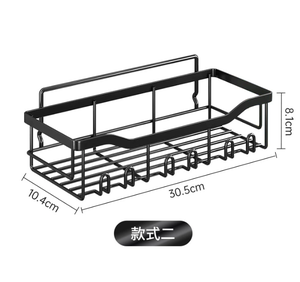 Estante organizador de cocina negro, estante de almacenamiento para baño con montaje en pared sin perforaciones, estante de ducha con marco de esquina negro - Product Image 6