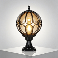 Lampe de pilier extérieure vintage, IP54, étanche, en aluminium moulé sous pression, verre ambré, LED, pour villa, jardin, parc, éclairage paysager