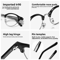 Lunettes demi-cerclées de style japonais classique pour hommes et femmes, anti-lumière bleue, monture noire, prêtes pour la prescription optique, vente en gros