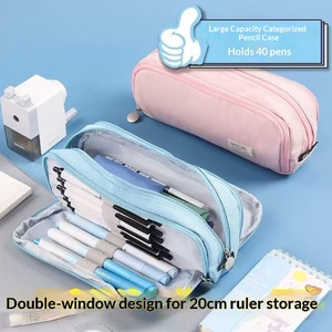 Astuccio Minimalista a <span class=keywords><strong>Tre</strong></span> <span class=keywords><strong>Scomparti</strong></span> ad Alta Capacità in Tessuto, Design Aperto; Elegante Cancelleria in Stile Giapponese-Coreano per Studenti delle Scuole Medie - Product Image 4