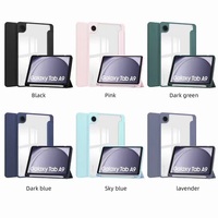 Housse de tablette en cuir PU pour Samsung Galaxy Tab A9 8,7 pouces avec design pliable à trois volets transparent