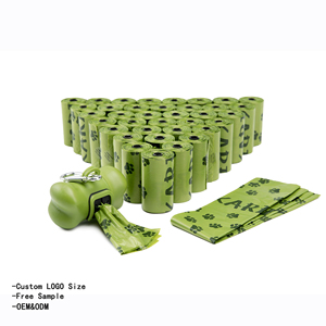 Sacs à déjections canines en plastique vert, écologiques, avec support de fixation pour laisse, pour chiens - Product Image 1