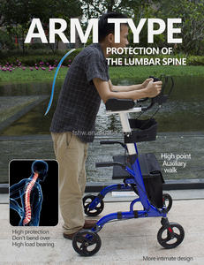 วอล์คเกอร์ช่วยเดินแบบยืนขึ้นสำหรับผู้สูงอายุ, อุปกรณ์ช่วยเดินเคลื่อนที่พร้อมที่นั่งและที่วางแขน - Product Image 3