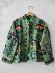 Veste universitaire en velours de coton tricoté, broderie florale bohème, anti-rides, écologique, coupe-vent et respirante, pour l'hiver et l'automne - Product Image 3