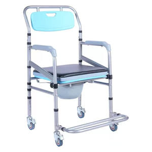 Fauteuil <span class=keywords><strong>roulant</strong></span> pliable léger et portable, chaise de douche moderne à roulettes, chaise de toilette de chevet pour personnes âgées handicapées - Product Image 4