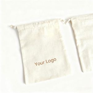 Vente flash - Pochette anti-poussière de couleur naturelle, logo personnalisé imprimé, petite pochette en coton avec cordons - Product Image 2
