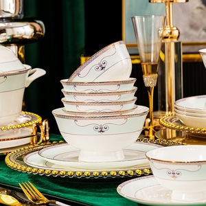 Vaisselle en céramique et porcelaine, assiettes et bols en porcelaine fine pour riz, soupe et nouilles, combinaison libre, cadeau <span class=keywords><strong>de</strong></span> déménagement, style simple - Product Image 1