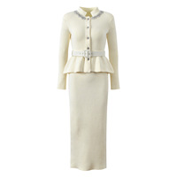Nouvelle Robe de Fête 2026, Mode, Col en Strass, Tissu de Pull, Robe Longue Femme Sirène Française Élégante, Robe en Tricot Femme à Queue de Poisson