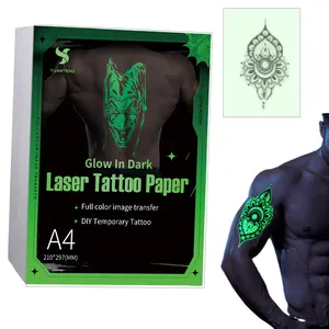 Papel de tatuagem temporário para impressão, papel laser premium luminoso com luz verde brilhante no escuro, para festas e atividades de empresa