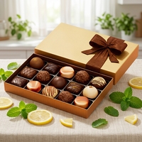 Boîte en carton rigide personnalisable avec ruban doré, insert en plastique transparent, emballage artisanal pour chocolat, sushi