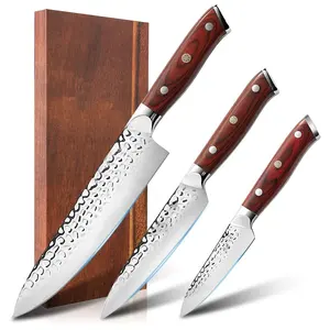 专业kitchin naifu不锈钢锤刀片厨师菜刀套装菜刀带木盒