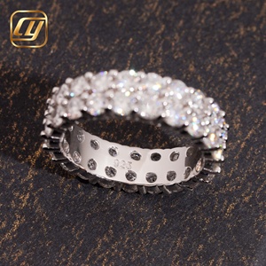 Anillo de eternidad completo con diamantes creados en laboratorio IGI, corte brillante redondo, engaste pavé, banda de boda apilable, joyería fina para mujer, venta al por mayor - Product Image 4