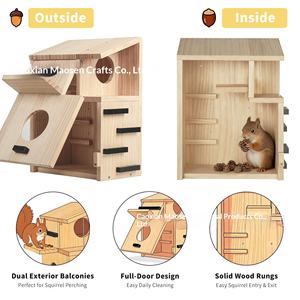 Mangeoire suspendue en bois pour écureuils, boîte de rangement <span class=keywords><strong>d</strong></span>'extérieur pour noix avec fenêtre <span class=keywords><strong>d</strong></span>'observation, mangeoire pour animaux sauvages - Product Image 4