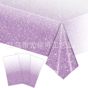 Purple Glitter <b>Tablecloth</b> <b>Rectangle</b> Sequined Plastic Sheet Party Wedding Birthday Decoration - Product Image 1