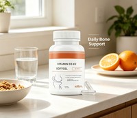 Gélules de Vitamine D3 K2 et Magnésium, 50 Capsules par Flacon, Prise en Charge des Granulés en Vrac