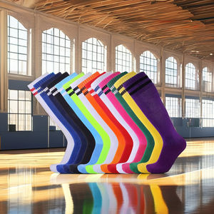 Calcetines hasta la rodilla de rizo transpirables para niños y niñas de punto a rayas para niños y niñas, parte inferior de tamaño juvenil para deportes de verano, incluido el fútbol - Product Image 3