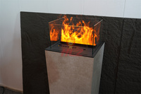 Cheminée électrique verticale autoportante personnalisable en métal de haute qualité de 37 cm avec brume chauffante, flammes LED 3D et eau intégrée (version anglaise)