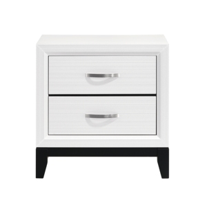 Comodino Moderno Contemporaneo con 2 Cassetti in Finitura Bianca, Mobile per Camera da Letto in Legno - Product Image 2