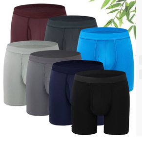 High-Waist Breathable Solid Trunks with Long-Rise High-Rises Boxer <strong>Briefs</strong> <strong>Men's</strong> Underwear - Product Image 4