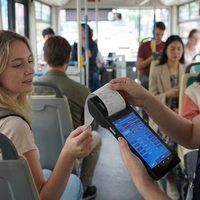 Terminal de point de vente Android pour billetterie de bus avec imprimante, appareil mobile portable 4G WiFi GPS pour la vente de billets, système de collecte de tarifs en temps réel