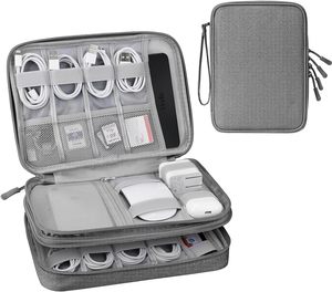 Échantillon gratuit : Sac de rangement pour câbles de voyage, étui pour accessoires électroniques, sac de rangement portable à double couche pour câbles - Product Image 1