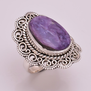 Anillo Clásico de Boda para Mujer, Plata de Ley 925, con Gema de Sugilita Natural, Engaste en Bisel, Hecho a Mano, Joyería Fina - Product Image 2