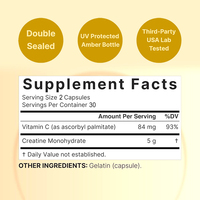 Capsules de créatine monohydrate micronisée OEM Nutrition avec vitamine C pour la musculation des adultes, 60 capsules