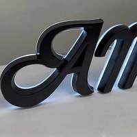 Enseigne lumineuse 3D en métal rétroéclairée LED personnalisée en acier inoxydable IP65 étanche pour entreprise financière, bureau, mariage