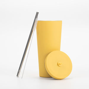 Gobelet isotherme réutilisable à double paroi sous vide pour le voyage, avec paille et couvercle en silicone - Product Image 4