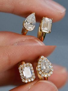 Pendientes de Oro de 18k Xinfly con Diamantes de Laboratorio de 0.5ct+0.5ct, Forma Irregular, Combinables, Regalo para Fiestas - Product Image 4