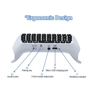 Portable Wireless <strong>Mini</strong> QWERTY <strong>Keyboard</strong> with Voice Chat <strong>for</strong> PS5 Controller Gamepad Gaming Accessory - Product Image 6