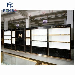 Vitrina de Joyería de Vidrio Personalizada de Fábrica China, Vitrina de Joyería de Lujo Negra y Dorada con Cerradura, Diseño de Mesa de Exhibición de Joyería - Product Image 4