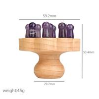 Peigne de massage en jade personnalisé du fabricant avec manche en bois Outil de thérapie du cuir chevelu Gua Sha pour masseur de tête Guasha améthyste