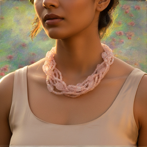 Collier multi-brins en quartz rose pour femme, bijou religieux classique et tendance en cuivre, idéal pour les fêtes et les cadeaux - Product Image 4