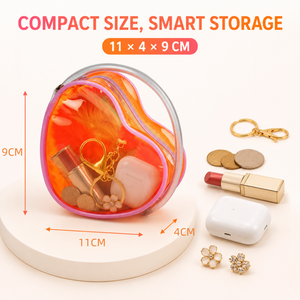 Borse Porta Bambole a Forma di Cuore in PVC per Bambole di Coppia da 10 cm, Custodia Protettiva Trasparente Colorata, Scatola Organizzatrice, Borsa Espositiva - Product Image 3