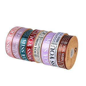 Ruban de décoration <span class=keywords><strong>XINRAN</strong></span> personnalisé pour boîte cadeau florale et emballage de gâteau, 2,5 cm, lettres imprimées, 100 % polyester satiné haute ténacité - Product Image 3